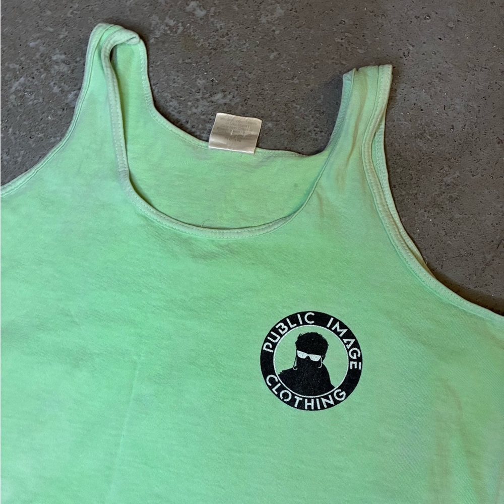 Vintage 90s Public Image Clothing Green Athletic Tank Top - Picture 2 of 4